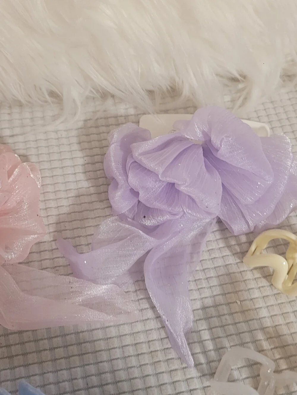 Kids Shimmery Bow Hair Clips - Pink, Lavender, Blue